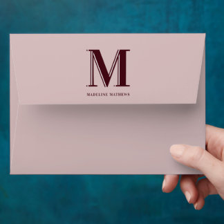 Enveloppe Modern monogram name typography pink red
