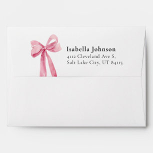 Enveloppe Modern Pink Bow Coquette Graduation Return Adresse