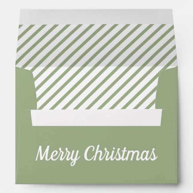 Enveloppe Modern Sage Green Strips Noël Adresse de retour (Dos (Bas))