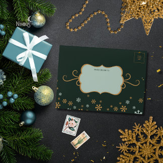 Enveloppe Modern Snowflake Green Christmas Card Envelope