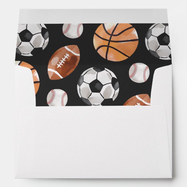 Enveloppe Modern Sports Birthday Party (Dos (Bas))