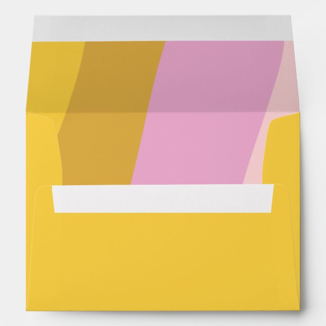 Enveloppe Modern Stripes Yellow Pink Adresse de retour (Dos (Bas))
