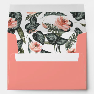 Enveloppe Modern Tropical Coral Rose Adresse de retour