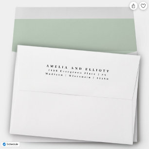 Enveloppe Moderne Adresse de Retour Pastel Vert 5x7
