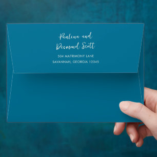 Enveloppe Moderne Bleu Simple Mariage