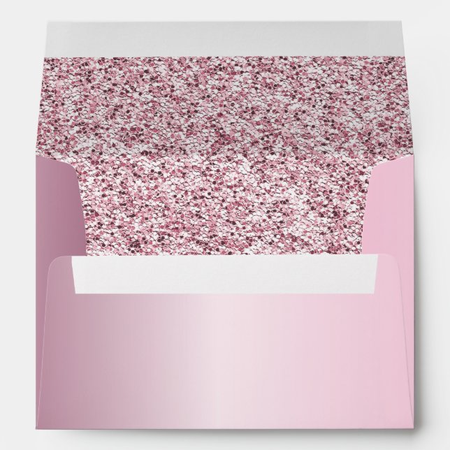 Enveloppe Moderne Blush rose métal & Parties scintillant Ann (Dos (Bas))