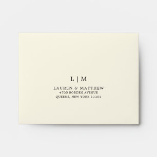 Enveloppe Moderne Carton Jaune Monogramme Élégant RSVP Maria