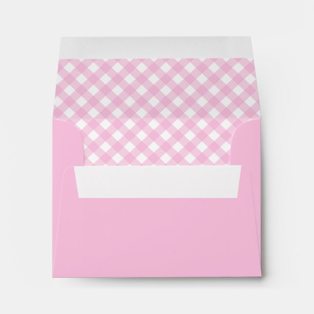 Enveloppe Moderne Chic Pastel Clair Pink Plaid En vichy (Dos (Bas))