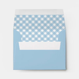 Enveloppe Moderne Chic Pastel Dusty Blue Plaid En vichy