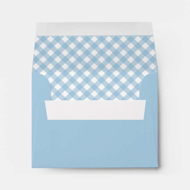 Enveloppe Moderne Chic Pastel Dusty Blue Plaid En vichy (Dos (Bas))