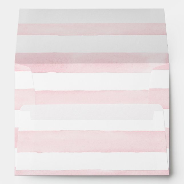 Enveloppe MODERNE Chic Wide Stripes avec Rose A7 Mariage Inv (Dos (Bas))