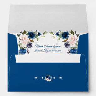 Enveloppe Moderne classique Bleu Bleu Floral Adresse de reto
