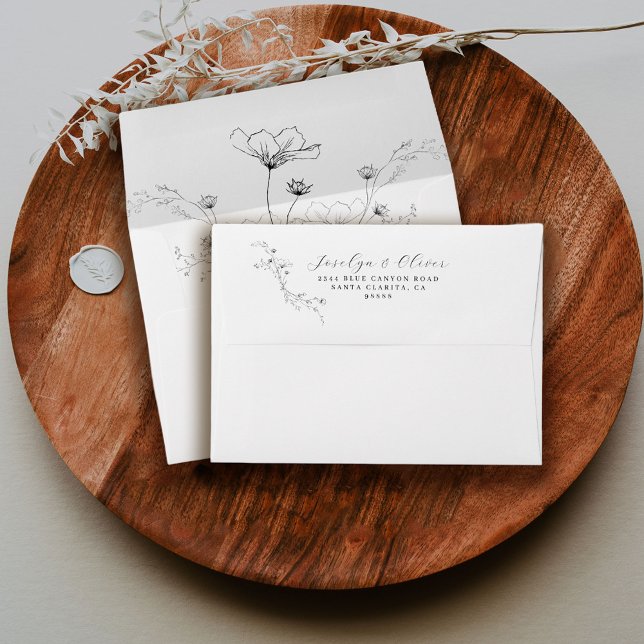 Enveloppe Moderne Croisé Floral Rustique Mariage Linne (Créateur téléchargé)