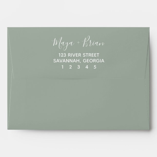 Enveloppe moderne de Faire-part de mariage verte S (Dos (Haut rabat))