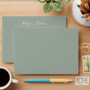Enveloppe moderne de Faire-part de mariage verte S
