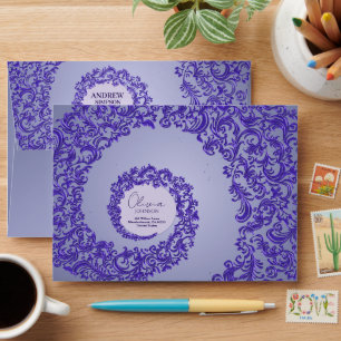 Enveloppe moderne de luxe Damask violet