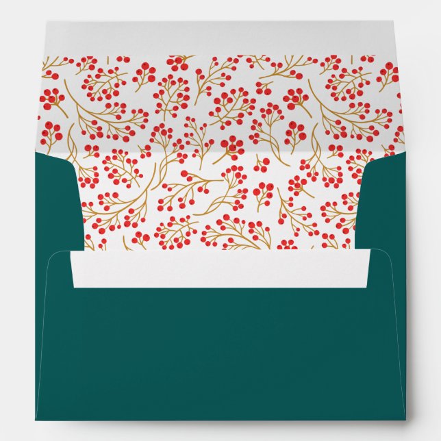 Enveloppe Moderne Design Vert Floral Motif Noël Env (Dos (Bas))