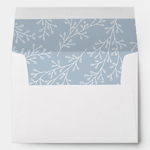 Enveloppe Moderne Dusty Blue Foliage Noël Joie