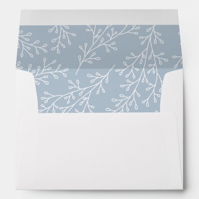 Enveloppe Moderne Dusty Blue Foliage Noël Joie (Dos (Bas))