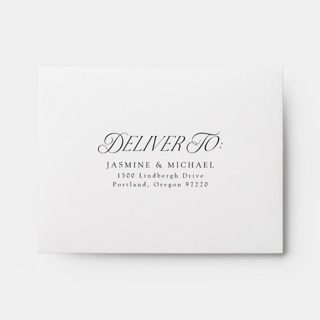 Enveloppe Moderne Elegant Black Typographie Mariage RSVP (Devant)
