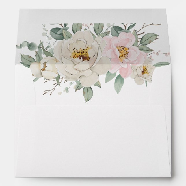 Enveloppe Moderne Elégant Faire-part de mariage Floral (Dos (Bas))