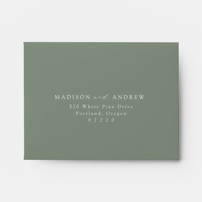 Enveloppe Moderne Elegant Sage Green Wedding RSVP (Devant)
