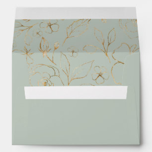 Enveloppe Moderne Elégant Sage Vert Or Floral