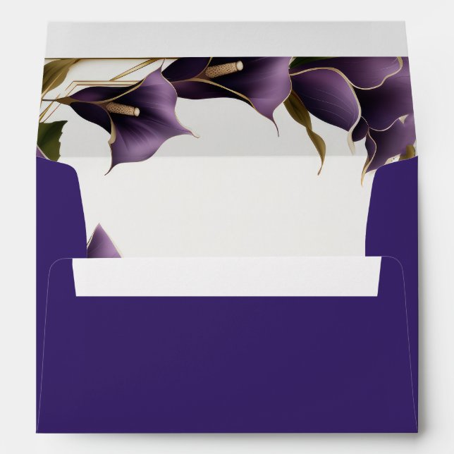 Enveloppe Moderne Elégant violet Calla Lily Mariage (Dos (Bas))
