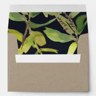 ENVELOPPE MODERNE FEUILLE DE KRAFT FOLIAGE EAU COULEUR ADRES