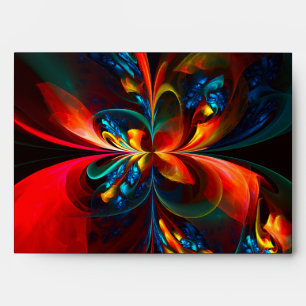 Enveloppe Moderne Floral Abstrait Art Orange Bleu Motif #14