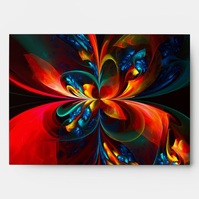 Enveloppe Moderne Floral Abstrait Art Orange Bleu Motif #14 (Devant)