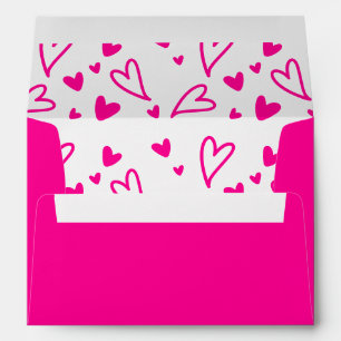 Enveloppe Moderne Hot rose Barbiecore Coeurs tendance