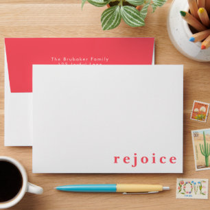 Enveloppe Moderne Joyeux Noël Rouge Chrétien