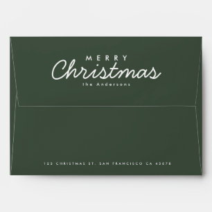 Enveloppe Moderne Joyeux Noël Vert Forêt