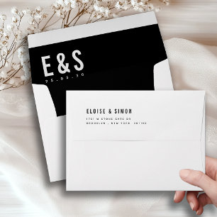 Enveloppe Moderne minimaliste audacieux noir et blanc mariag