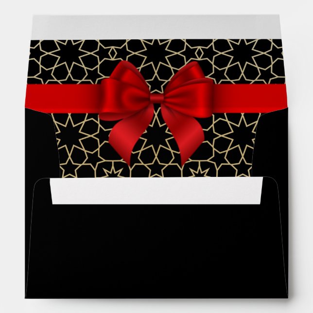 Enveloppe Moderne or d'Égypte géométrique rouge ruban d'anni (Dos (Bas))