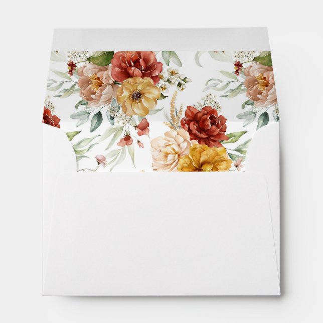 Enveloppe moderne orange aquarelles florales (Dos (Bas))