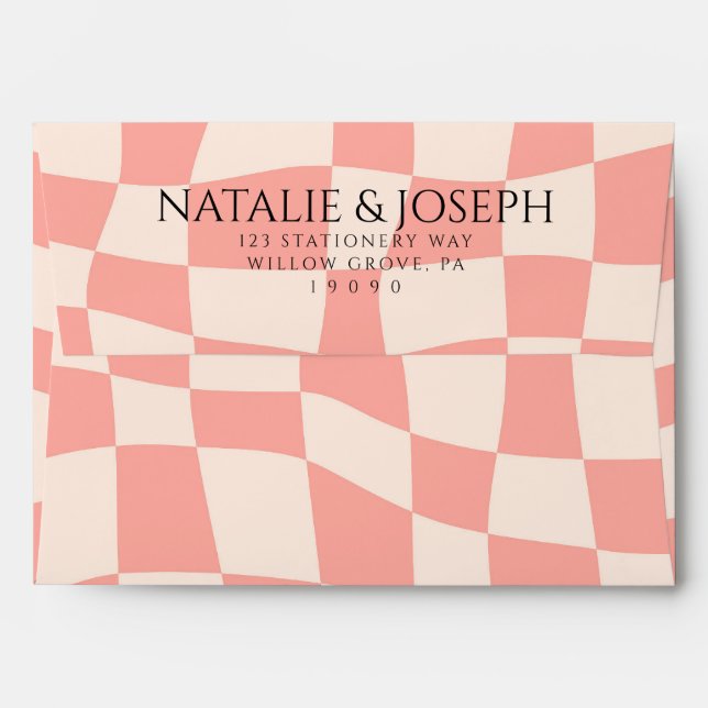 Enveloppe Moderne Peach Pink Retro Super les années 70 uniqu (Dos (Haut rabat))