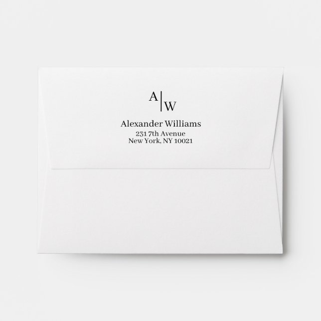 Enveloppe Moderne Professionnel 2 Monogramme Initial Noir (Dos (Haut rabat))