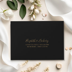 Enveloppe Moderne Retour RSVP Mariage Or Violet Agate