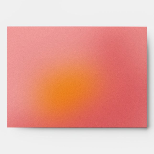 Enveloppe Moderne Rétro Dégradé Ombré rose orange Mariage (Devant)