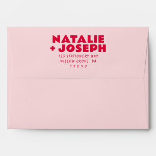 Enveloppe Moderne rose rouge gras rétro brillant Mariage fun