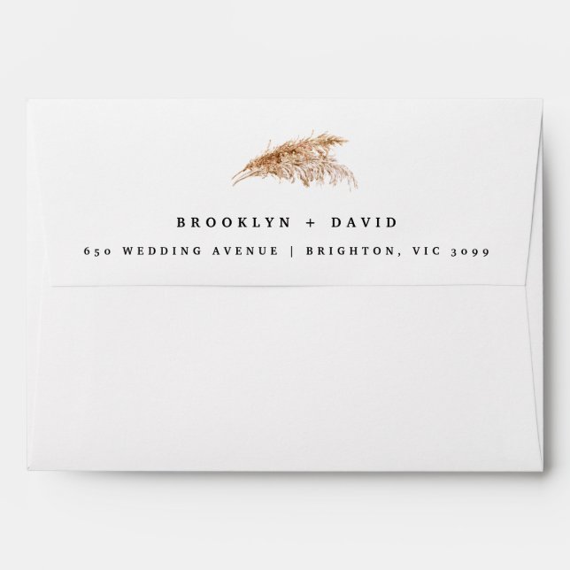 Enveloppe Moderne Russe Boho Pampas Mariage en herbe (Dos (Haut rabat))