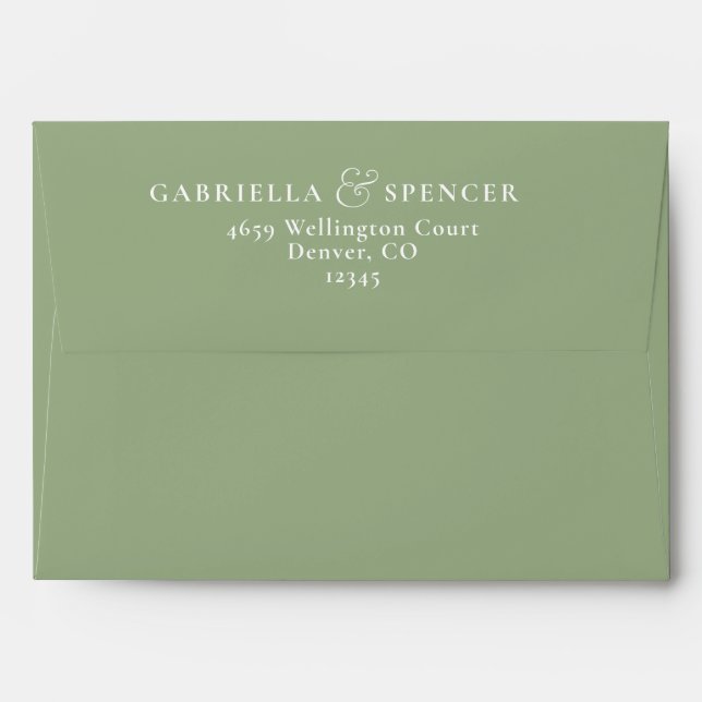 Enveloppe Moderne Sage Green Chic Faire-part de mariage (Dos (Haut rabat))