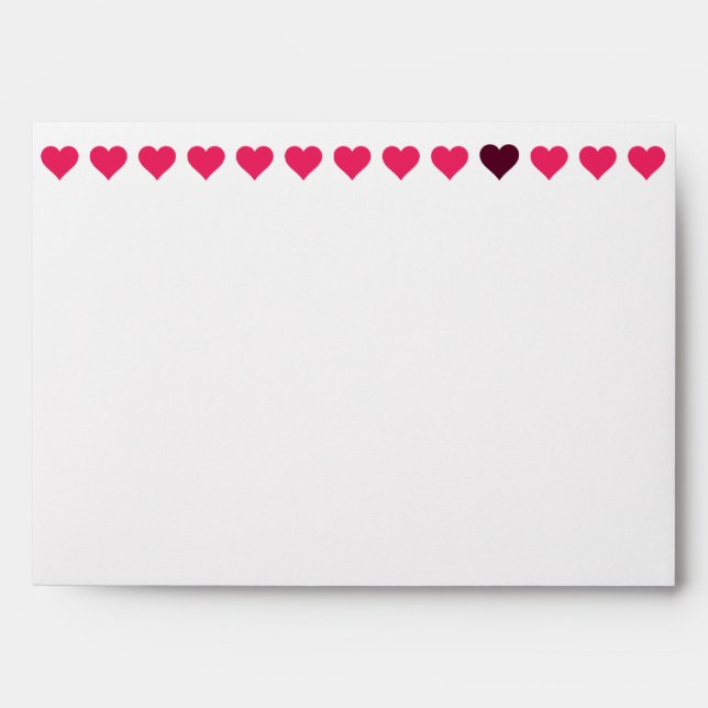Enveloppe moderne Simple Coeurs roses (Devant)