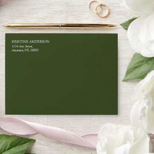 Enveloppe moderne simple Mariage vert olive