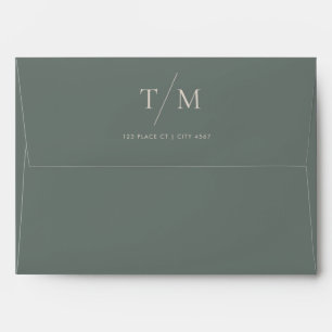 Enveloppe Moderne simple Monogramme Moss Mix & Match Mariage