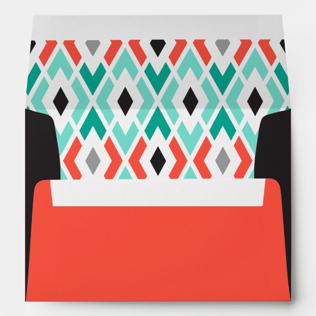 Enveloppe moderne turquoise et orange (Dos (Bas))