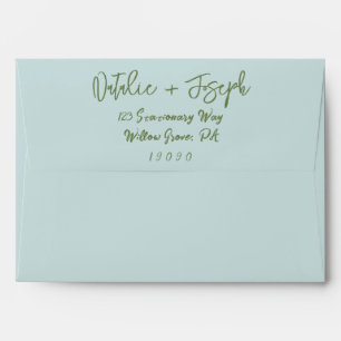 Enveloppe ModMariage blanc vert blanc manuscrit
