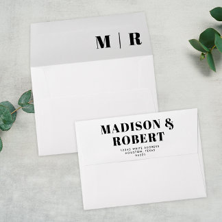 Enveloppe Moins chic noir et blanc Monogramme Mariage gras
